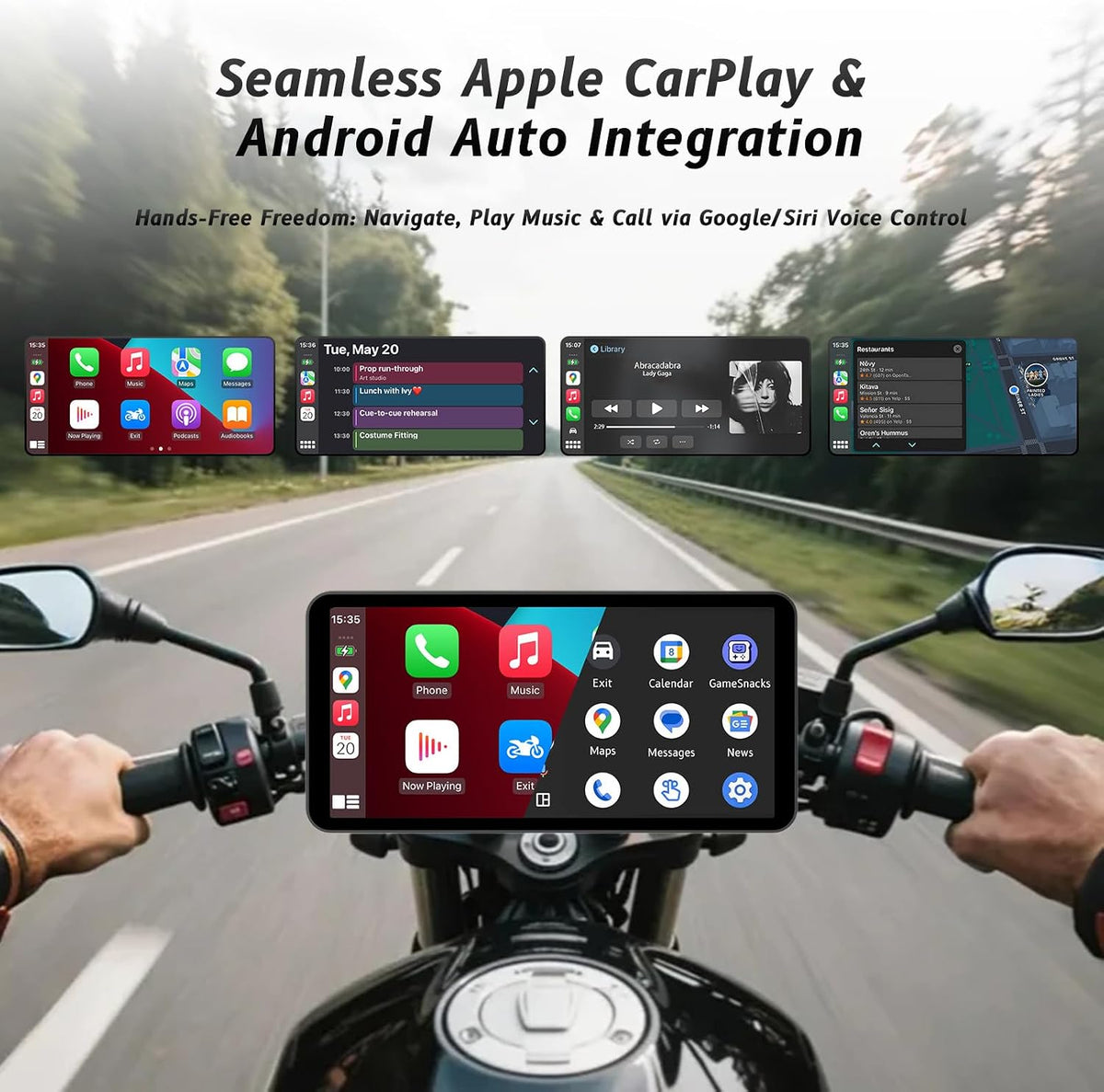 6-Inch Motorcycle Smart Display – Wireless CarPlay & Android Auto